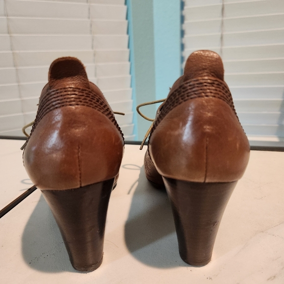 Biviel leather lace-up booties size 7 Brown 3-inch heels - Picture 3 of 10